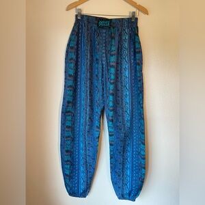 Sizzle Vintage 90s Jogger Hammer Pants, Medium/Large, Blue Patterned Retro